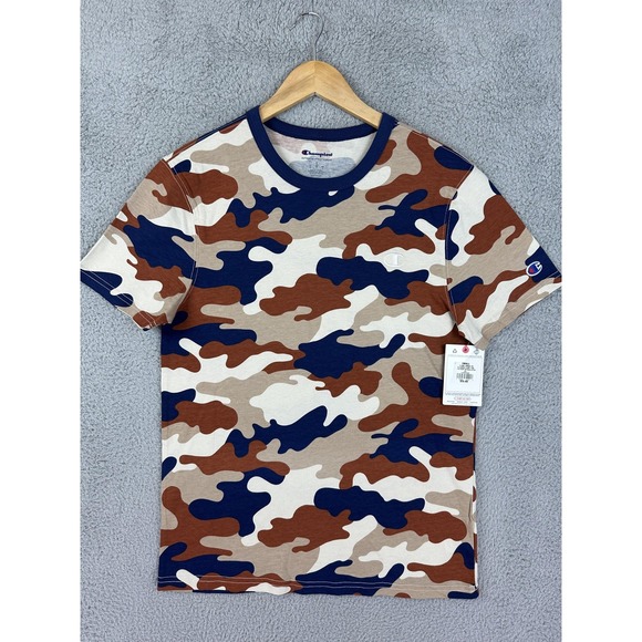 Champion Shirt Mens Small Camo Ammo PE Classic AOP Tee Brown Navy Cotton T8754P - Picture 1 of 9